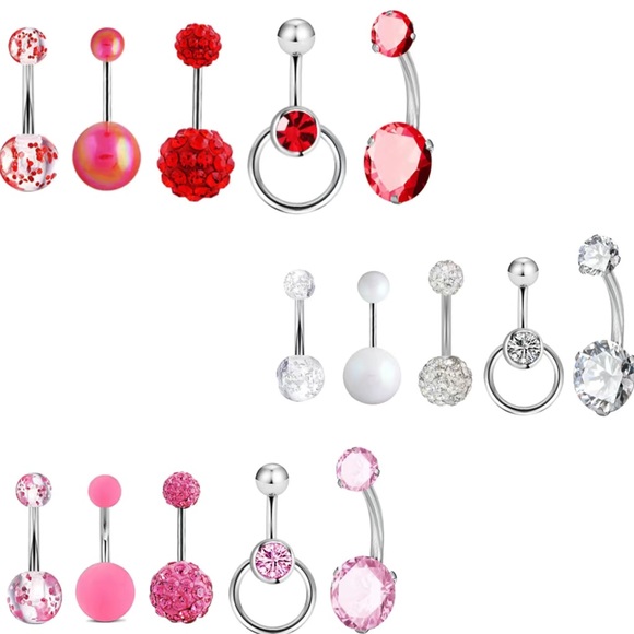 5pc Cute Belly Button Rings - Picture 1 of 4
